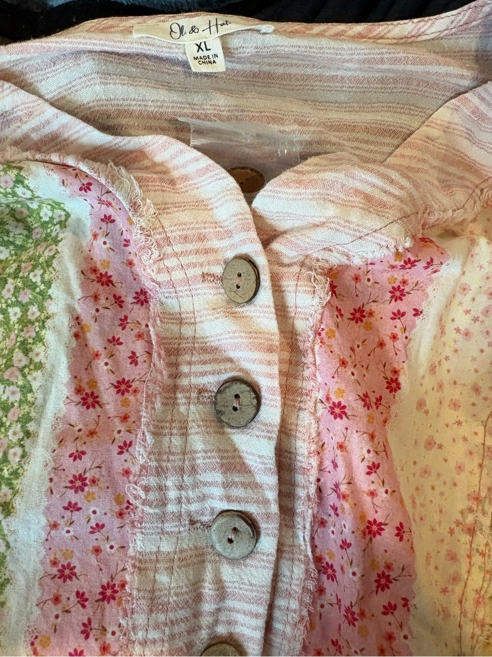 Patchwork Button-Front top - Picture 2 of 2